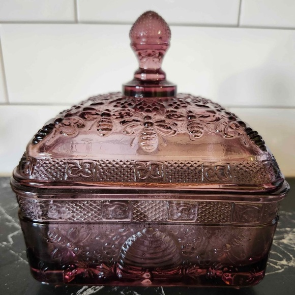 Honey Dish & Cover by Tiara, Glass, Amethyst - Picture 2 of 3